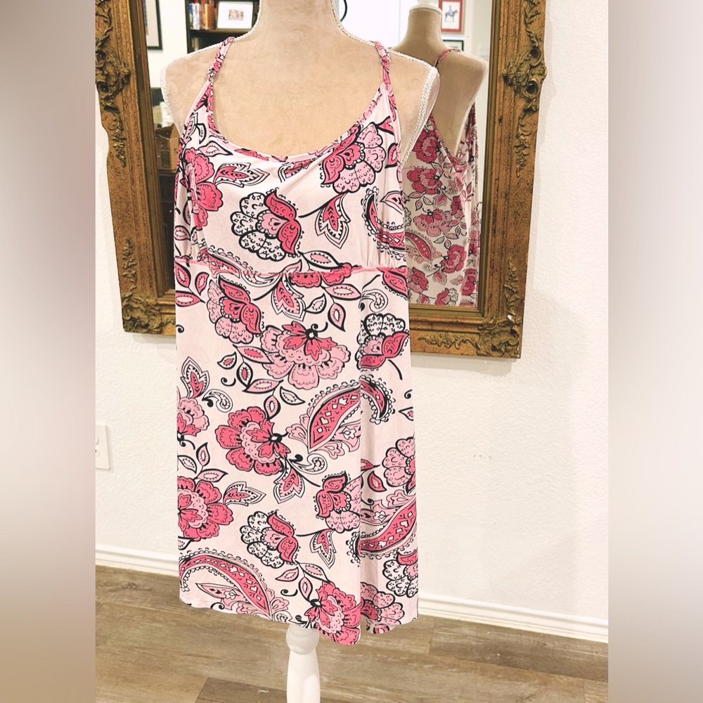 Baby Doll Paisley Floral Nighty Slip Dress Racer Back size 3X Boho